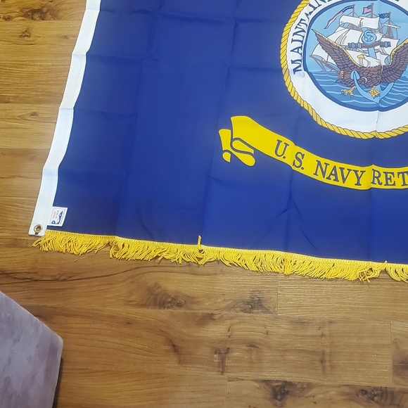 Navy Retired Flag with Gold Fringe US Navy - Picture 6 of 9